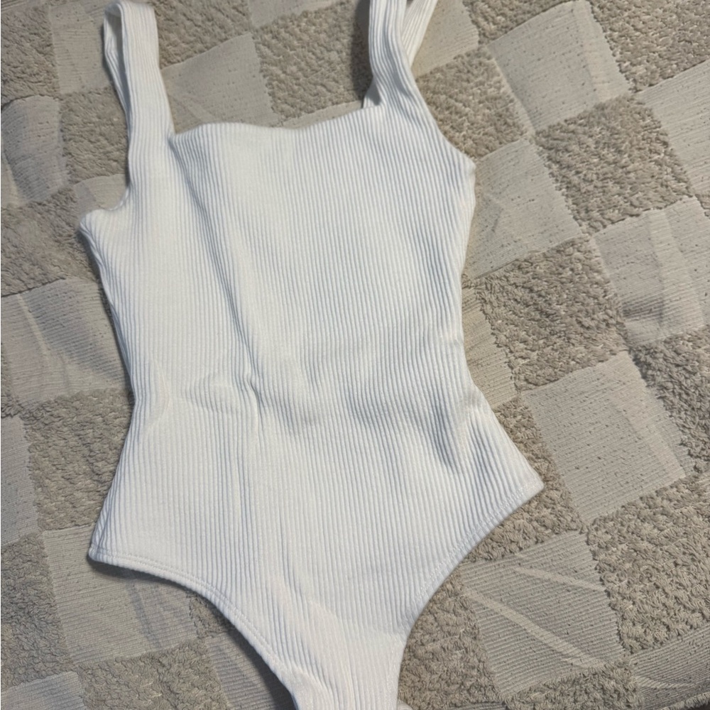 Kids White Ribbed One Piece